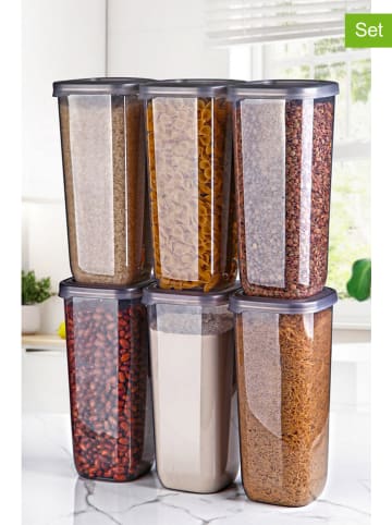 Violeta Home 6-delige set: voorraadcontainers antraciet - (B)23 x (H)43,5 x (D)12 cm