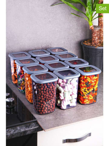 Violeta Home 12-delige set: voorraadpotten grijs - 1,2 l