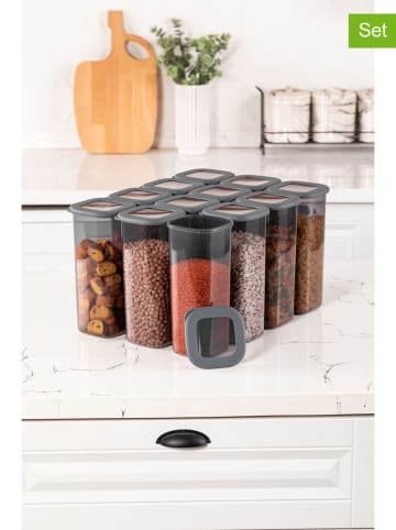 Violeta Home 12-delige set: voorraadpotten grijs - 1,75 l