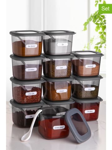 Violeta Home 12-delige set: voorraadpotten grijs - 550 ml