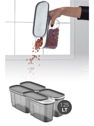 Violeta Home 4-delige set: voorraadpotten grijs - 1,25 l