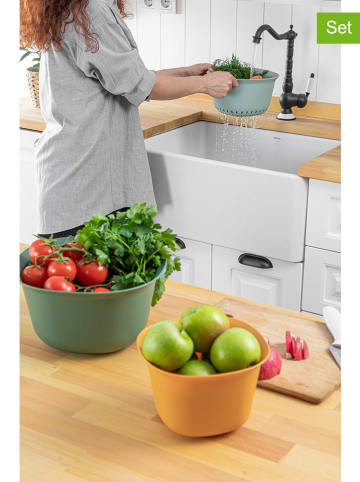 Violeta Home 3-delige set: mengkommen groen/oranje
