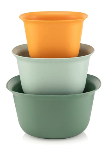 Violeta Home 3-delige set: mengkommen groen/oranje