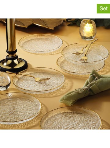 Violeta Home 6-delige set: dessertborden transparant/goudkleurig - Ø 16 cm