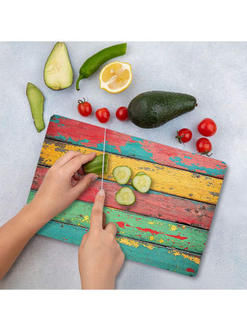 Violeta Home Deska w kolorze miętowo-żółto-czerwonym do krojenia - 30 x 20 cm