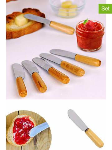 Violeta Home 6er-Set: Buttermesser in Hellbraun/ Silber - (H)10 cm