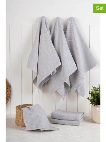 Violeta Home 6-delige set: theedoeken grijs - (L)76 x (B)43 cm