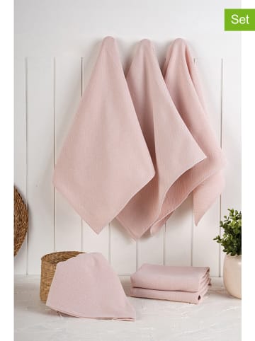 Violeta Home 6-delige set: theedoeken lichtroze - (L)76 x (B)43 cm