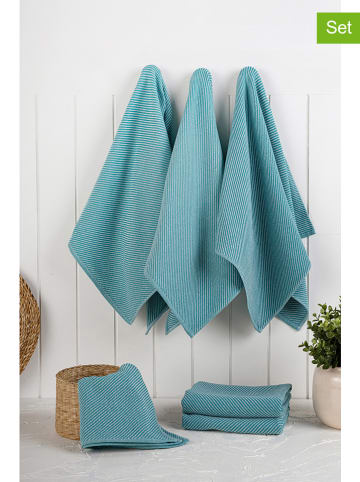 Violeta Home 6-delige set: theedoeken blauw - (L)76 x (B)43 cm