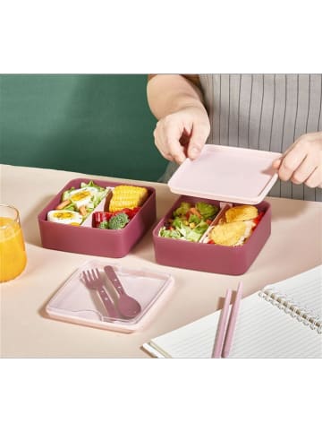 Violeta Home 2-delige set: lunchbox roze - (B)14 x (H)14 x (D)5 cm