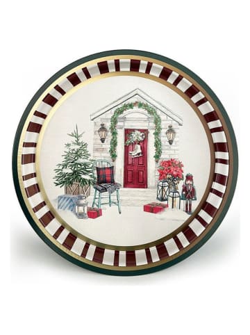 Violeta Home Tablett in Weiß/ Rot - Ø 31,5 cm