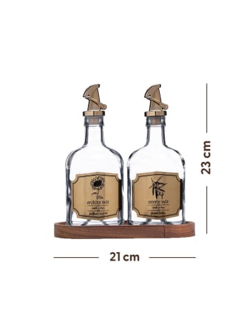 Violeta Home 2-delige set: azijn- en oliedispenser bruin - (H)21 cm