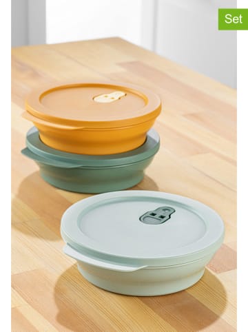 Violeta Home Pojemniki (3 szt.) w kolorze szaro-zielono-żółtym - wys. 6 x Ø 20 cm