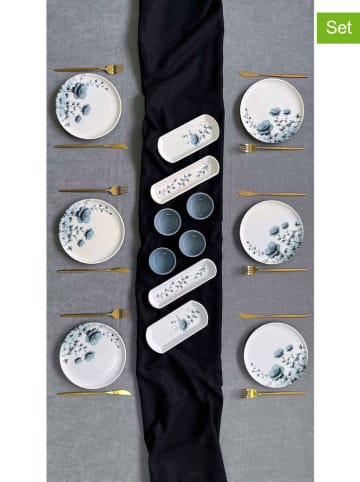 Violeta Home 14-delig ontbijtservies wit/turquoise