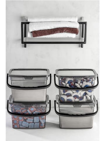 Violeta Home 4-delige set: opbergdozen antraciet - (B)23 x (H)16 x (D)18 cm