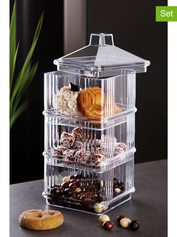 Violeta Home 3-delige set: voorraaddozen transparant - (B)10 x (H)10 x (D)7 cm