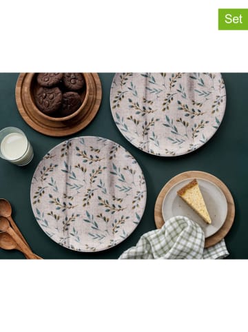 Violeta Home 6-delige set: serveerborden lichtgrijs/turquoise - Ø 25,5 cm