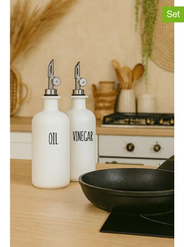 Violeta Home Dozowniki (2 szt.) w kolorze czarno-białym do octu i oleju - wys. 24 cm