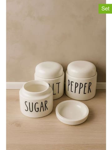 Violeta Home 3-delige set: kruidenglaasjes wit/zwart - (H)8,5 cm