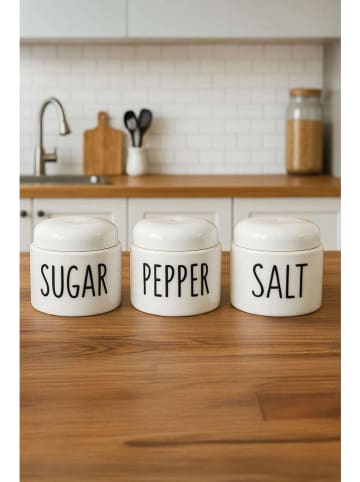 Violeta Home 3-delige set: kruidenglaasjes wit/zwart - (H)8,5 cm