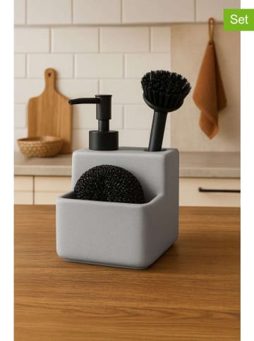 Violeta Home 3-delige set: afwasorganizer lichtgrijs/zwart - (B)17 x (H)11 cm