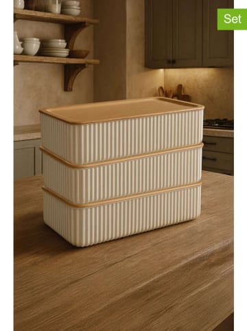 Violeta Home 3er-Set: Vorratsbehälter in Weiß/ Hellbraun - (B)19,5 x (H)9,5 cm