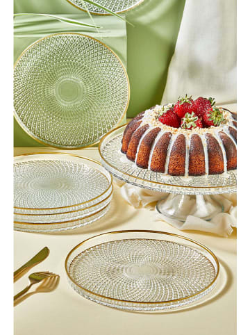Violeta Home 7-delige set: dessertborden transparant/goudkleurig