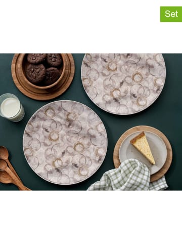Violeta Home 6-delige set: serveerborden lichtgrijs/beige - Ø 25,5 cm