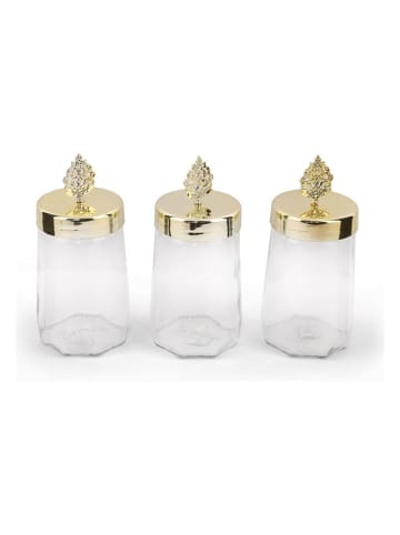 Violeta Home 3-delige set: voorraadglazen transparant/goudkleurig - (H)20 cm