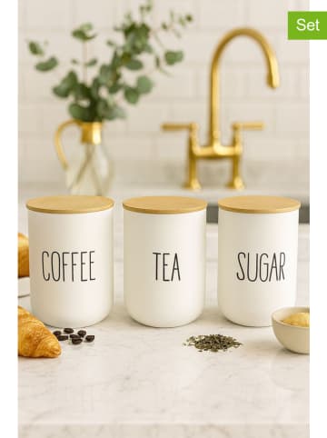 Violeta Home 3-delige set: voorraadpotten wit/lichtbruin - 1 l