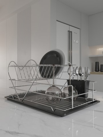 Violeta Home Geschirr-Abtropfgestell in Silber - (B)47 x (H)24 x (T)31 cm