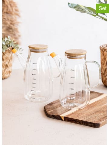 Violeta Home 2-delige set: oliedispensers transparant/bruin - 900 ml