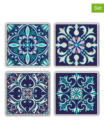Violeta Home 4er-Set: Untersetzer in Blau/ Türkis - (L)10 x (B)10 cm