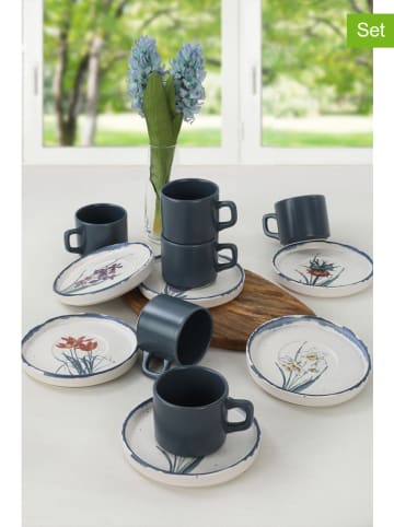 Violeta Home 6er-Set: Teetassen in Dunkelblau/ Weiß - 184 ml