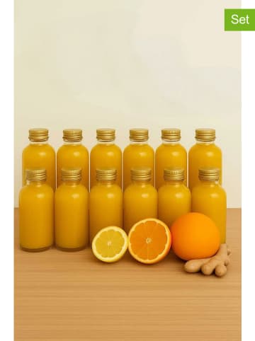 Violeta Home 12-delige set: glazen flessen transparant/goudkleurig - 100 ml