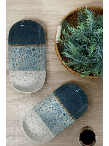 Violeta Home 2-delige set: serveerplateaus wit/blauw - (L)28 x (B)14 cm