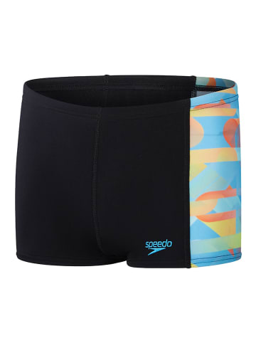 Speedo Badehose "Eco+ Dig Panel" in Schwarz/ Hellblau/ Orange