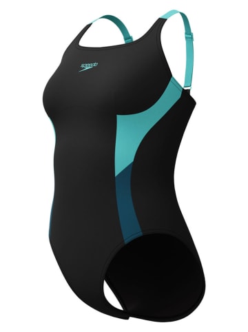 Speedo Shape-badpak "Splice" zwart/turquoise