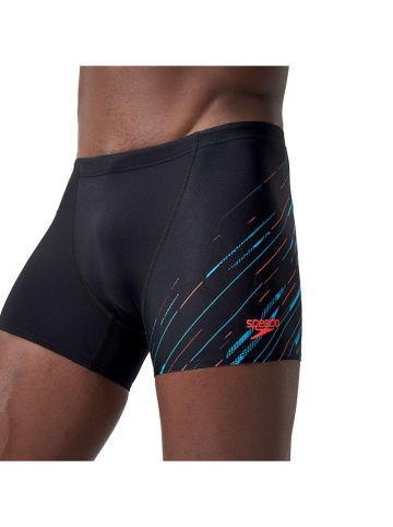 Speedo Badehose "Eco+ H-Bloom" in Schwarz/ Rot/ Hellblau