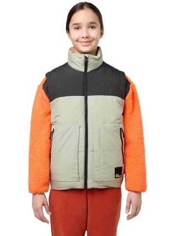 Jack Wolfskin Steppweste "Teen" in Grün/ Schwarz