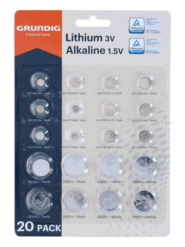GRUNDIG 2er-Set: Knopfzellen-Batterien - 2x 20 Stück