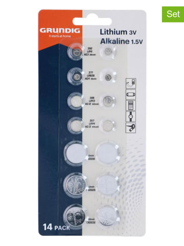 GRUNDIG 2er-Set: Knopfzellen-Batterien - AG/CR - 2x 14 Stück