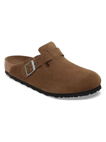 Birkenstock Skórzane chodaki "Boston Leve" w kolorze brązowym