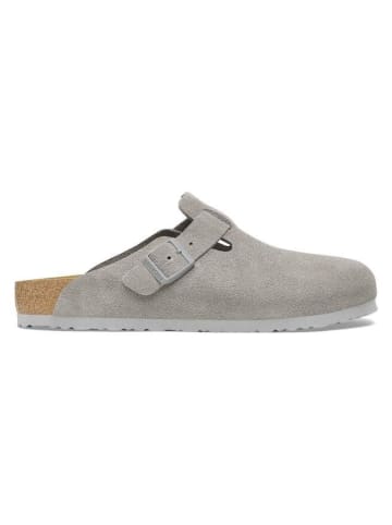 Birkenstock Leder-Clogs "Boston" in Grau