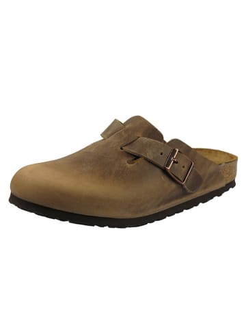 Birkenstock Leder-Clogs "Boston" in Braun - Weite S