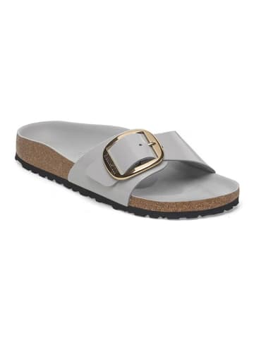 Birkenstock Leder-Pantoletten "Madrid" in Grau - Weite S