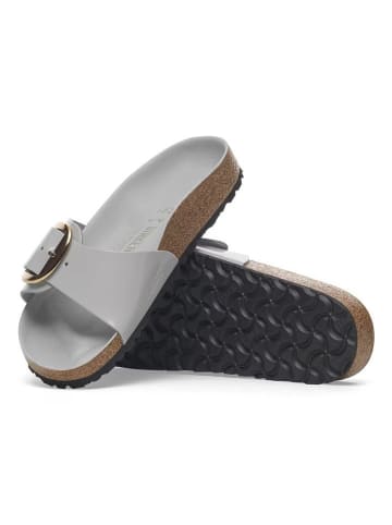 Birkenstock Leder-Pantoletten "Madrid" in Grau - Weite S
