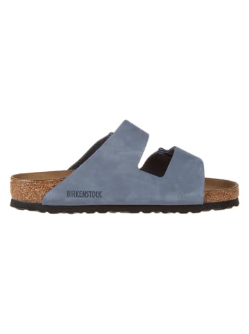Birkenstock Leder-Pantoletten "Arizona" in Hellblau
