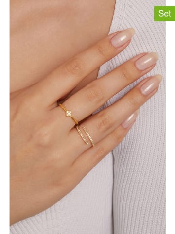 Heliophilia 2-delige set: vergulde ringen met edelstenen