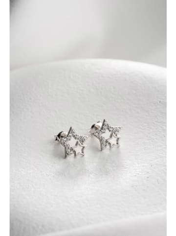 Heliophilia Srebrne kolczyki-wkrętki z cyrkoniami